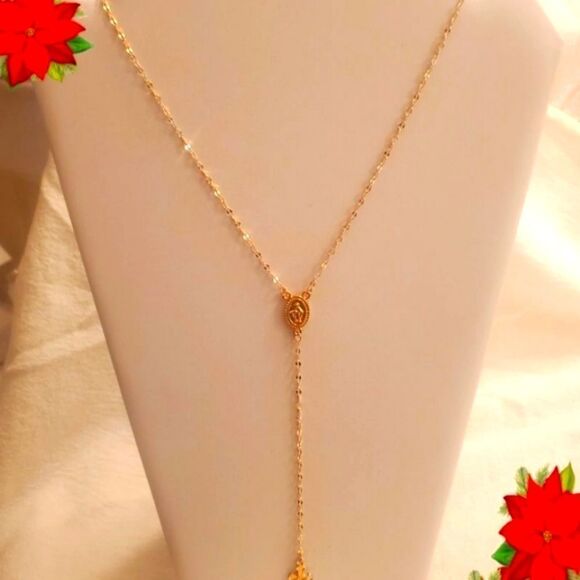 Unisex 925 18K Gold Necklace with Cross on a 4 inchndrop - Picture 3 of 6